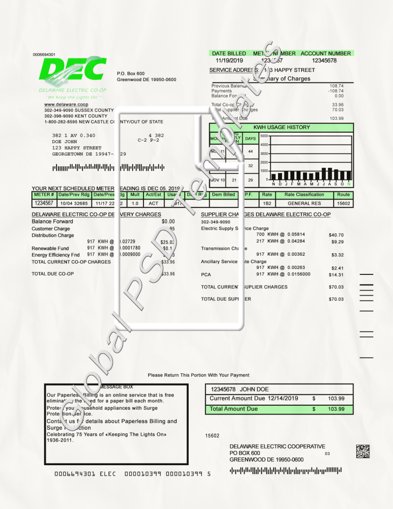 Dansk Electricity Bill PSD Template