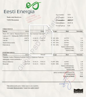 Estonian Electricity Bill PSD Template