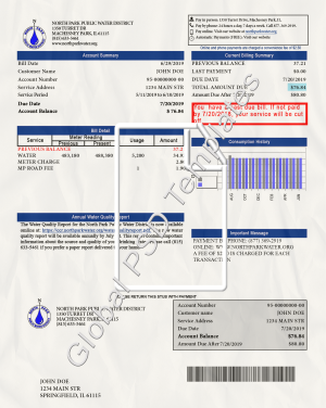 Illinois Water Bill PSD Template
