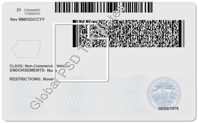 Iowa Driver's License PSD Template - Image 2