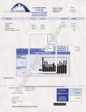 Iowa Water Utility Bill PSD Template