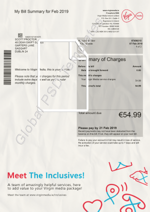 Ireland Utility Bill PSD template