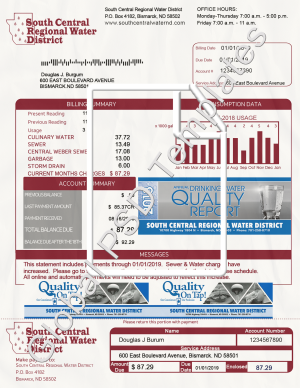 North Dakota Water Bill PSD Template