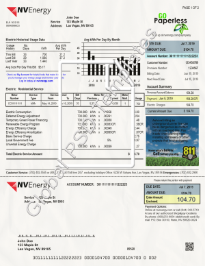Nevada Utility Bill PSD Template