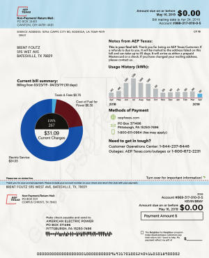 Ohio Electricity Bill PSD Template