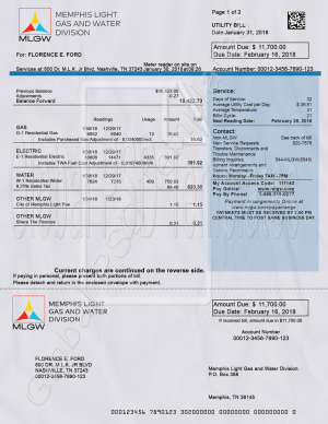 Tennessee Utility Bill PSD Template