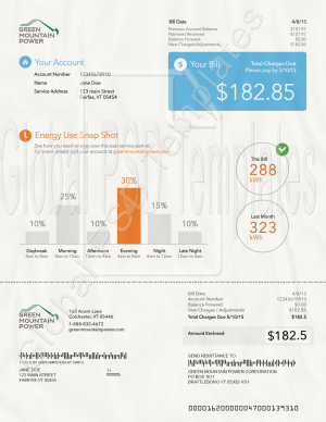 Vermont Electricity Bill PSD Template