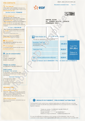 France Utility Bill PSD Template