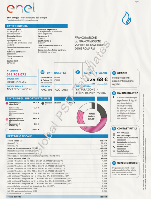 Italy Utility Bill PSD Template v1